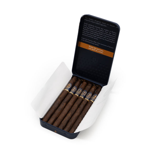 Open tin of six EGM Cigarritos Fuertes